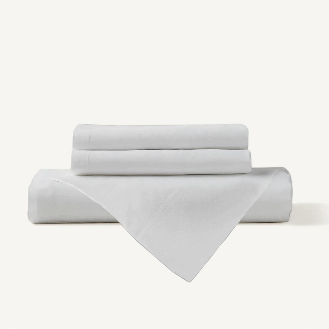 Pillow Cover + Flat Sheet (3 Pcs Set) - Classic White