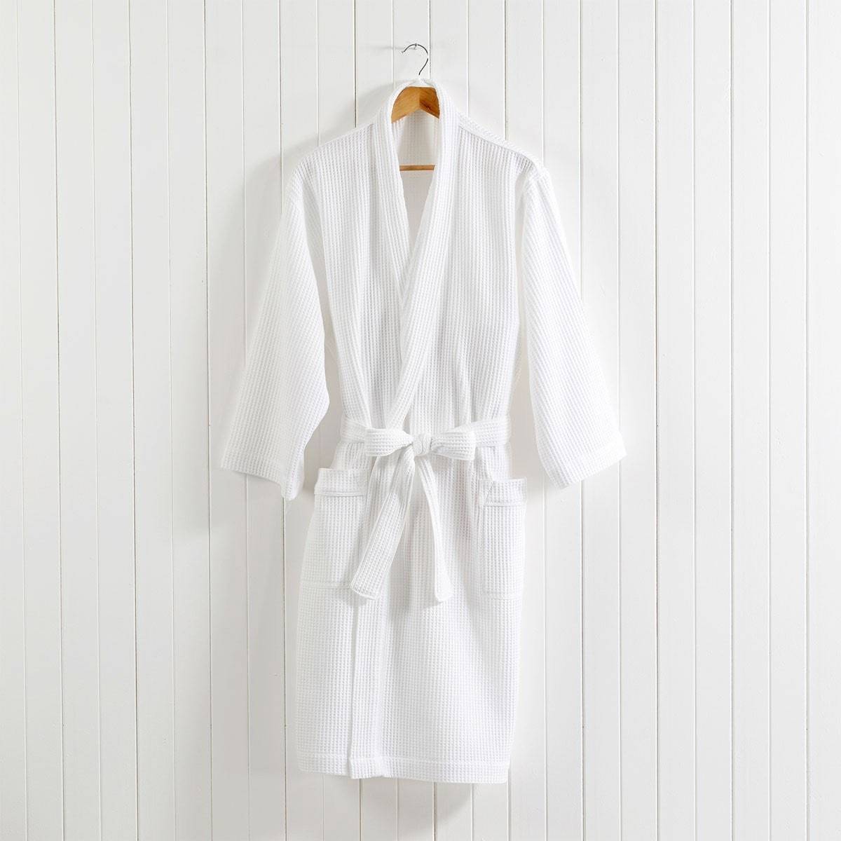 Luxury Suite Waffle Robe in White White / S/M
