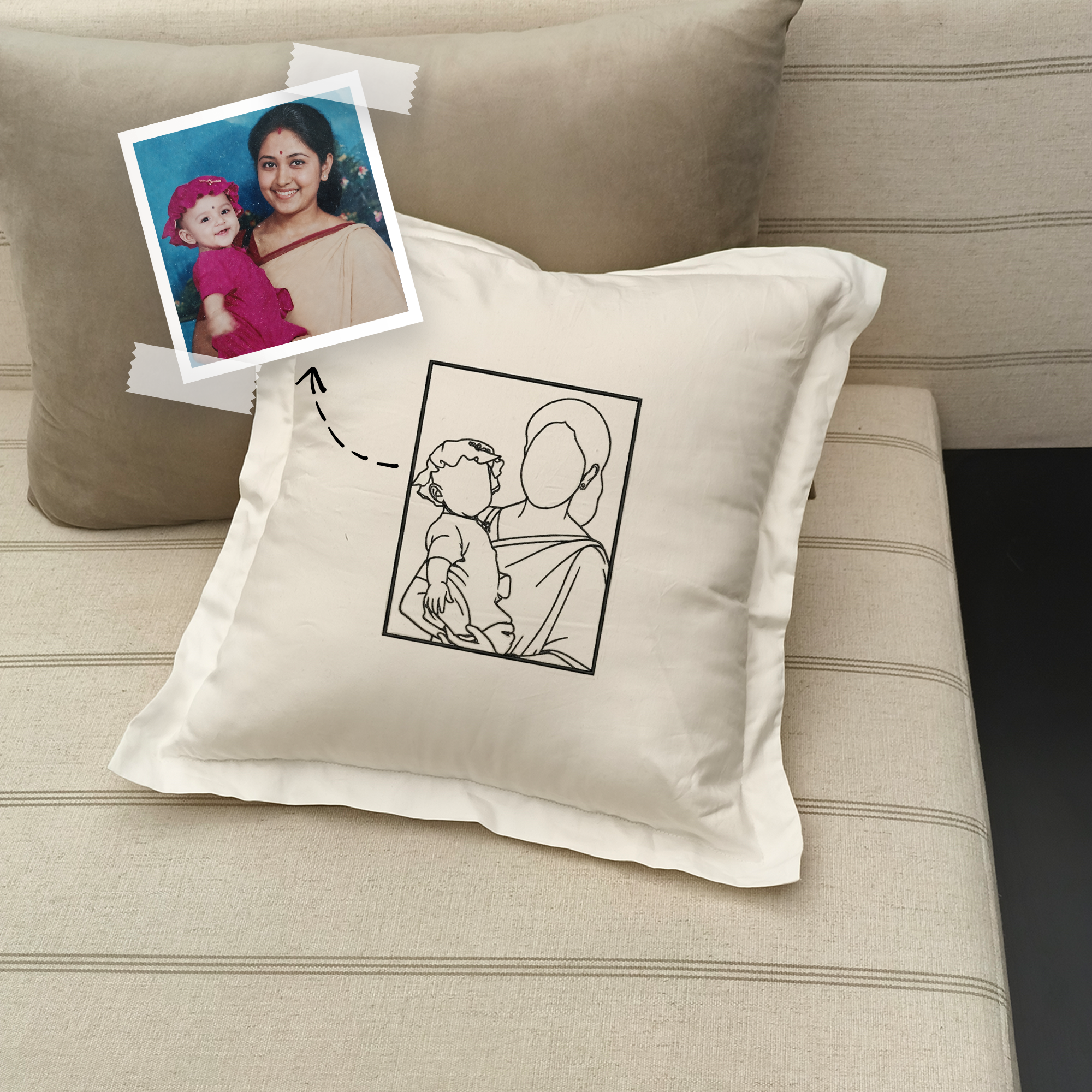 Cushion Cover | Gift | Custom | Line Art
