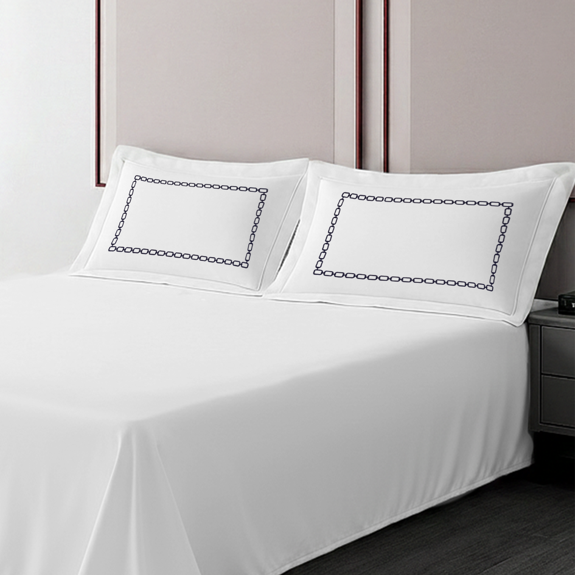 Pillow Cover + Flat Sheet (3 Pcs Set) - Aura Embroidery