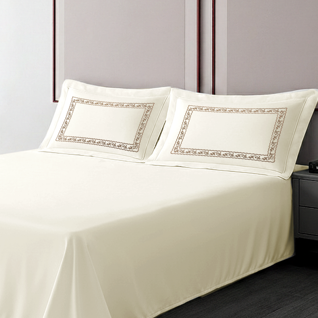 Pillow Cover + Flat Sheet (3 Pcs Set) - Autumn Embroidery