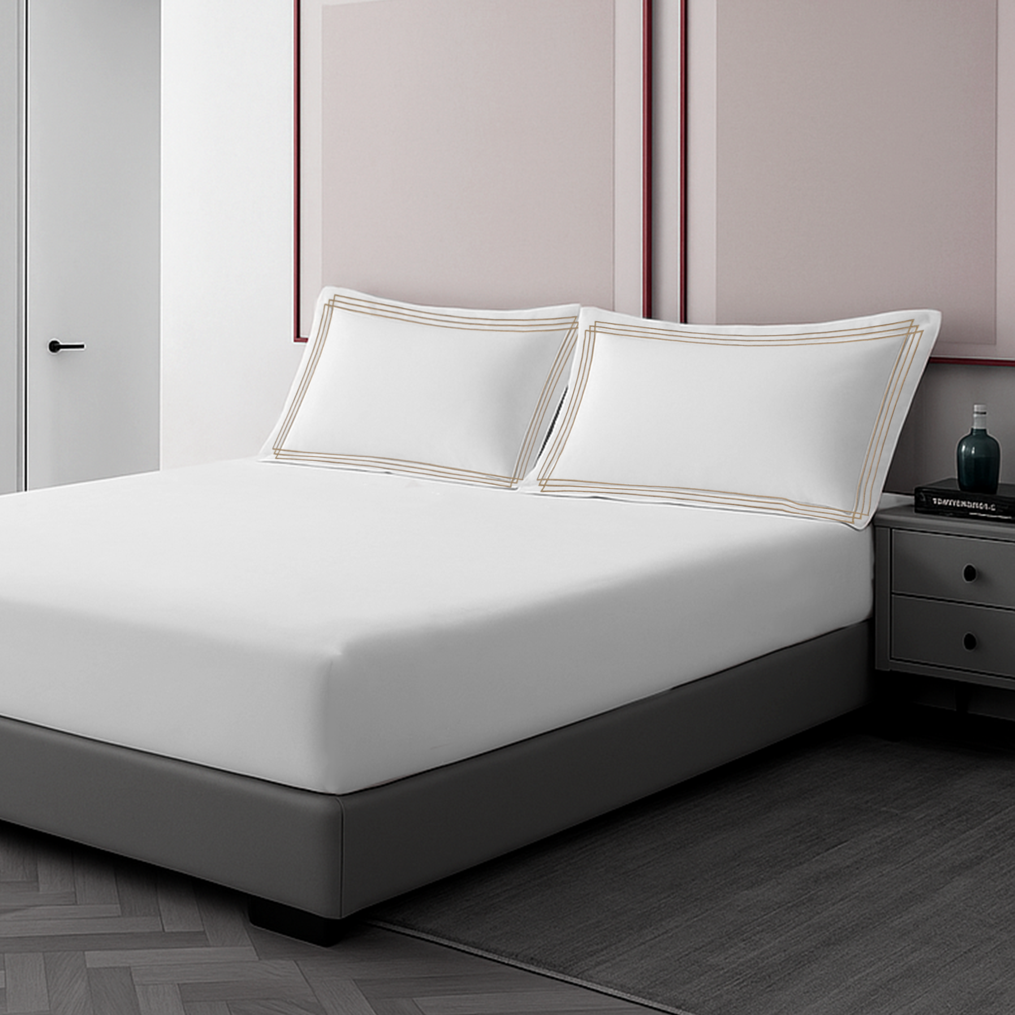 Pillow Cover + Fitted Sheet (3 Pcs Set) - Breeze Embroidery