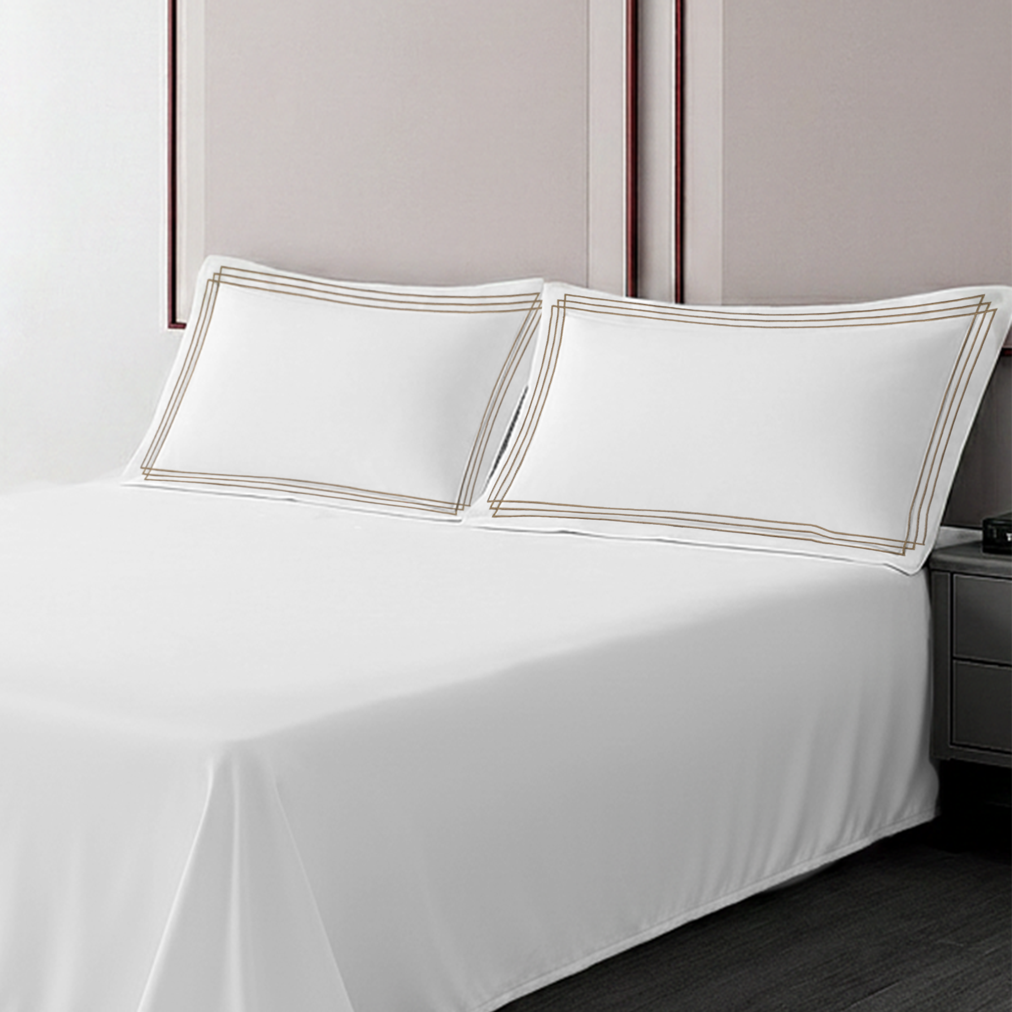 Pillow Cover + Flat Sheet (3 Pcs Set) - Breeze Embroidery