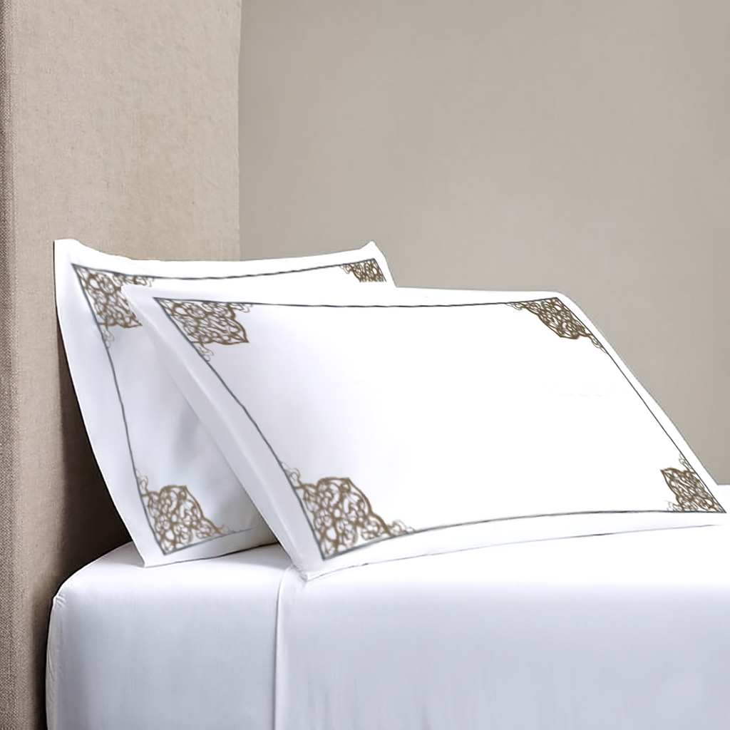 Pillow Cover + Fitted Sheet (3 Pcs Set) - Castille Embroidery