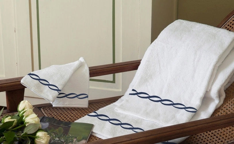 Chain White Embroidered Towel