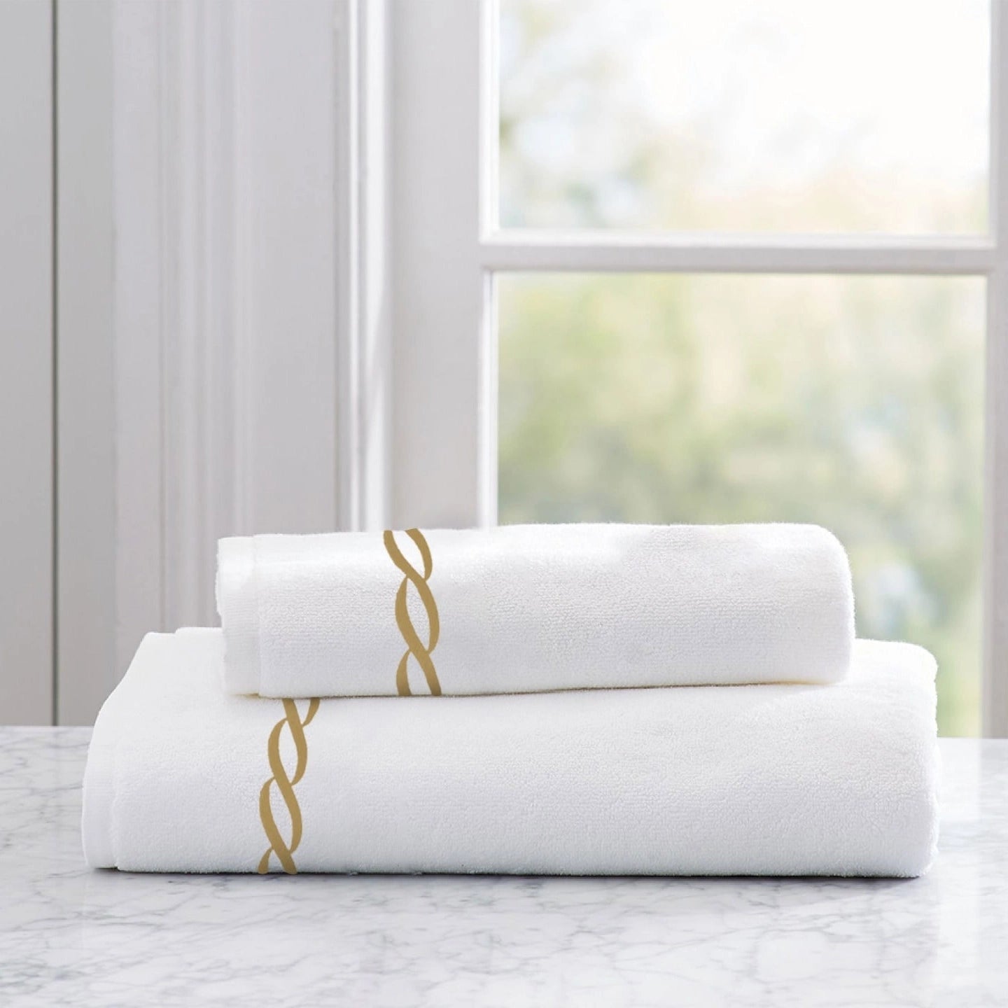 Chain White Embroidered Towel