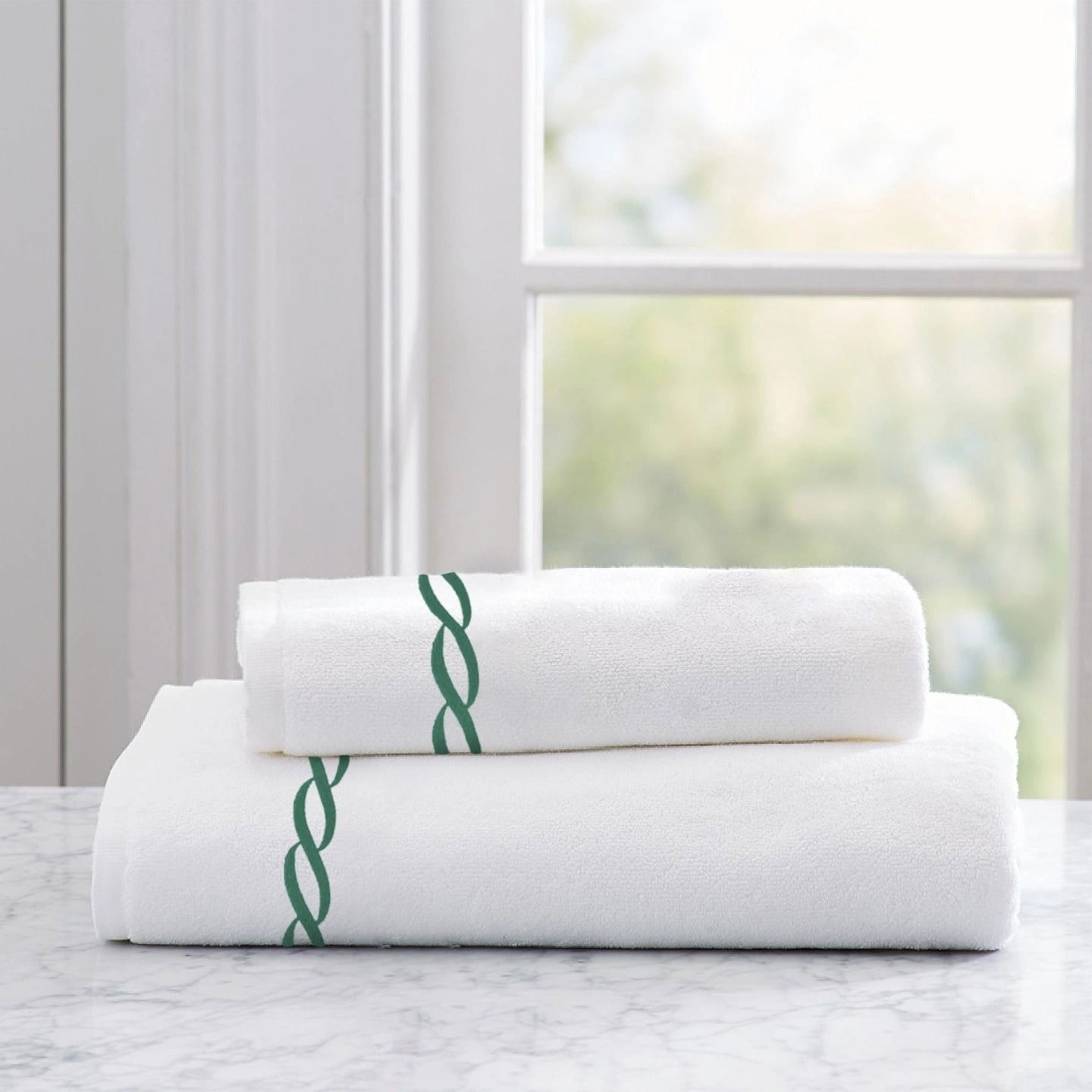 Chain White Embroidered Towel
