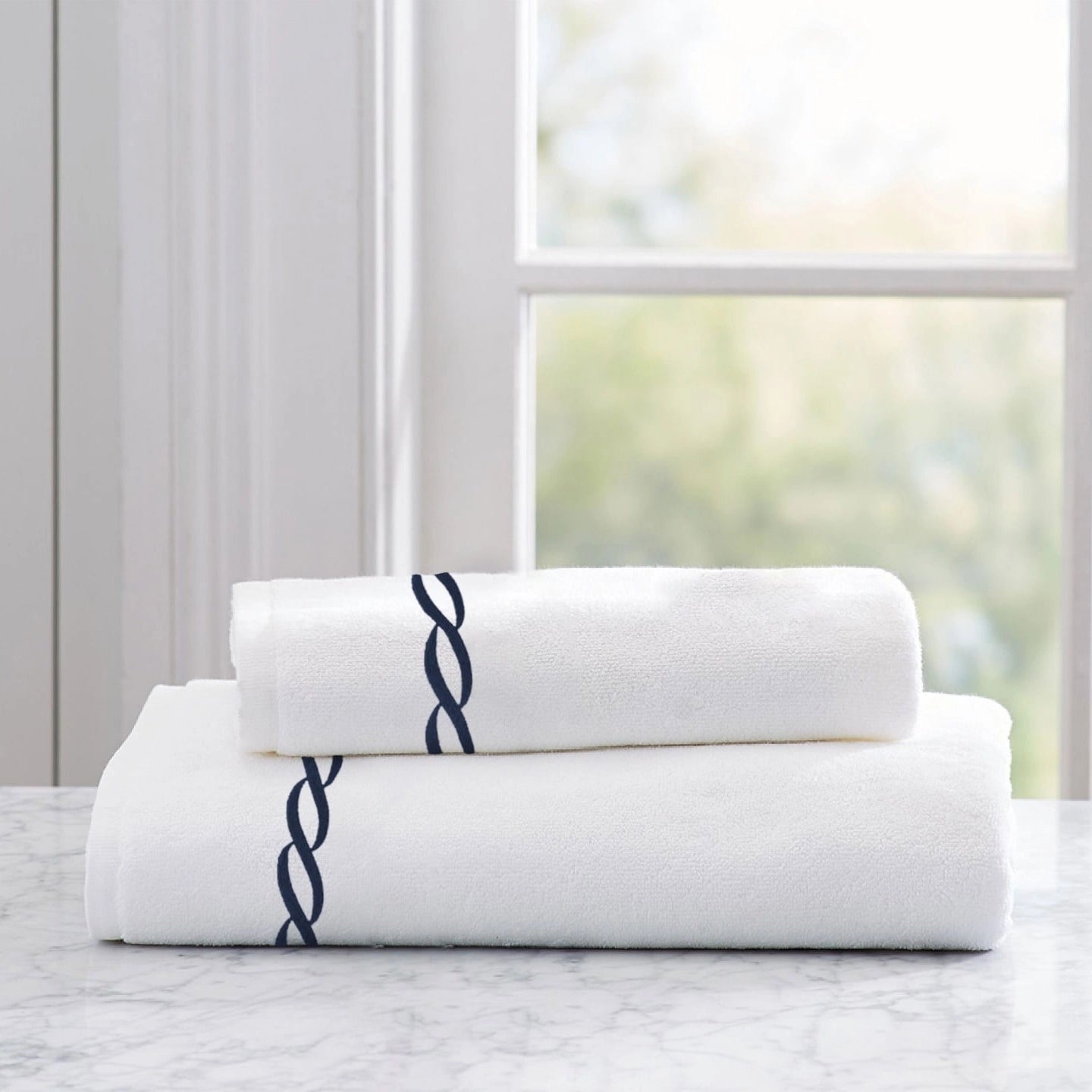 Chain White Embroidered Towel
