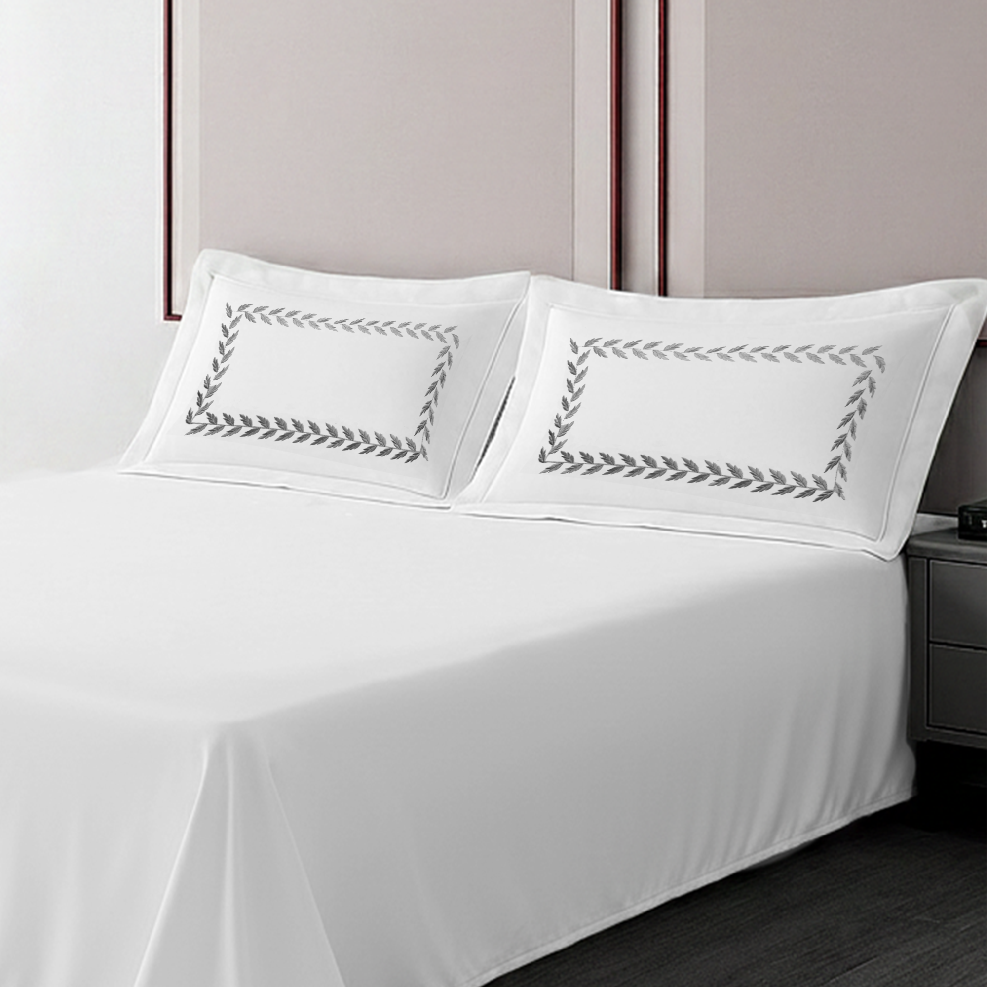 Pillow Cover + Flat Sheet (3 Pcs Set) - Floria Embroidery