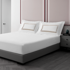 Pillow Cover + Fitted Sheet (3 Pcs Set) - Floria Embroidery