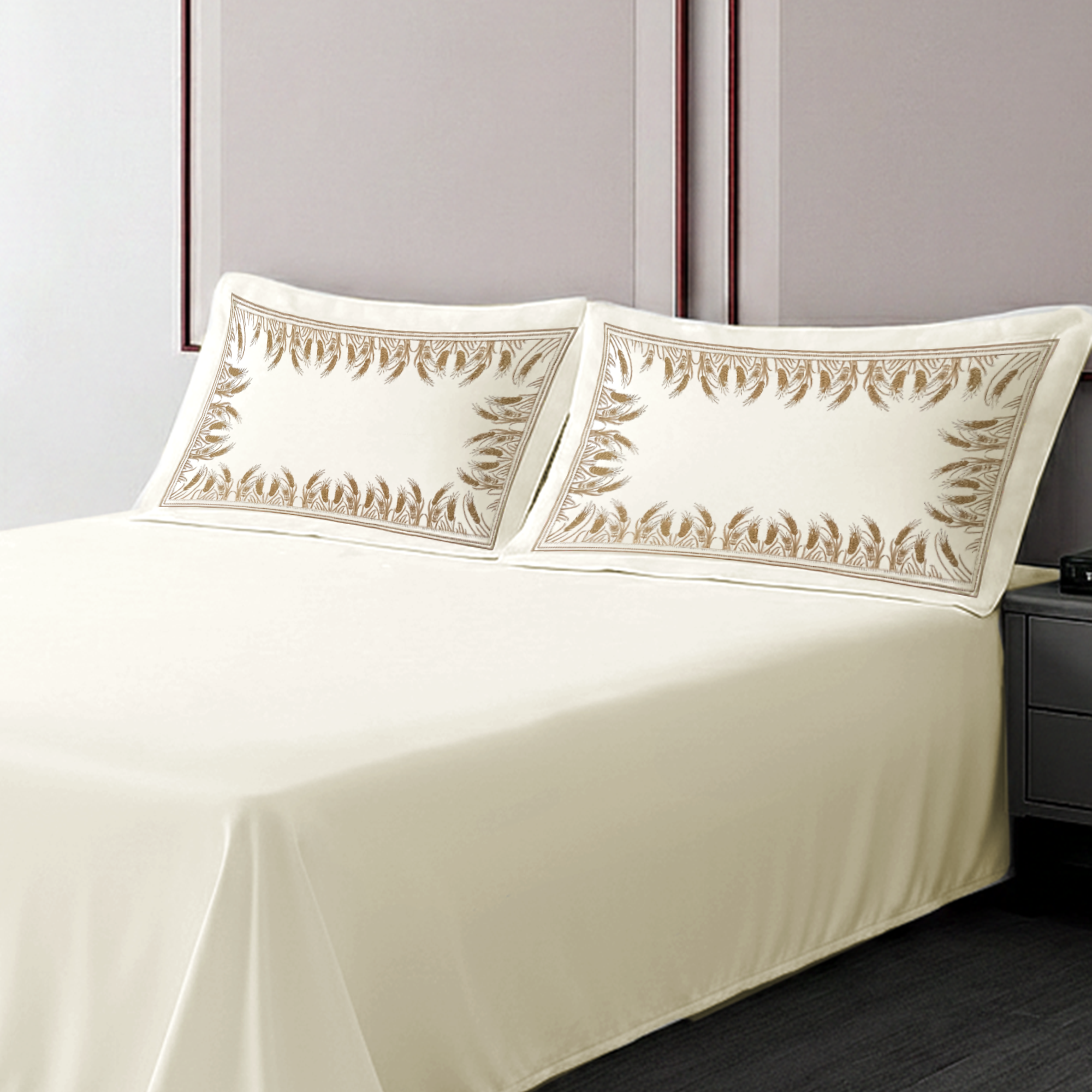 Pillow Cover + Flat Sheet (3 Pcs Set) - Heritage Embroidery