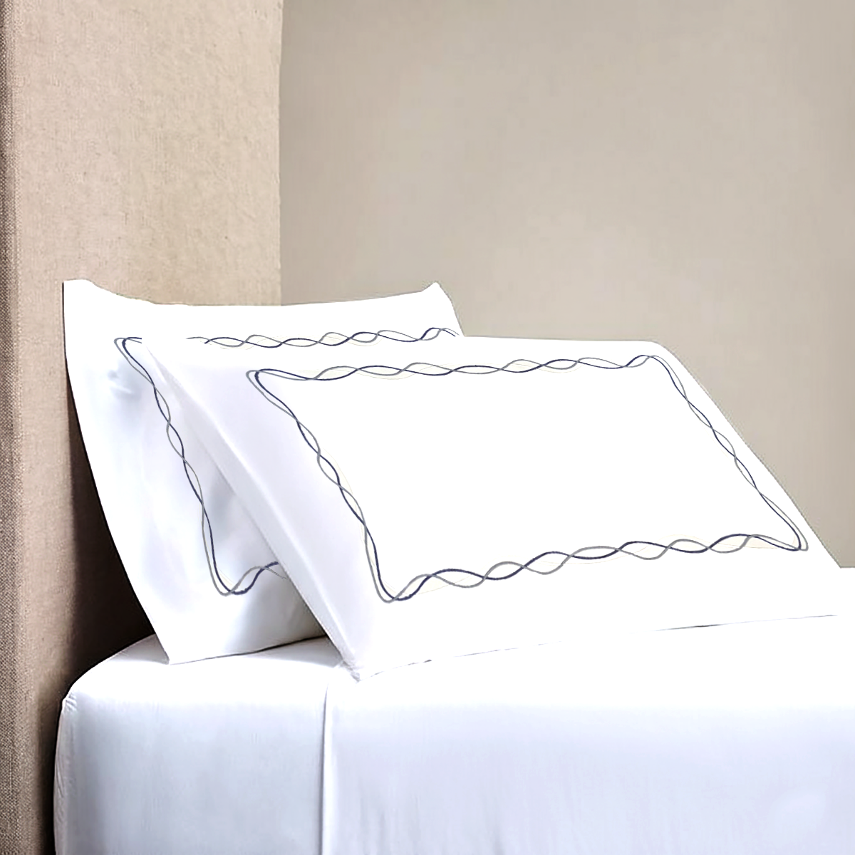 Pillow Cover + Fitted Sheet (3 Pcs Set) - Horizon Embroidery