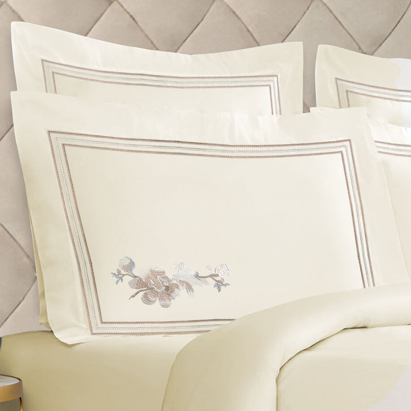 Bedsheet with Pillow Cover - Bloom Embroidery