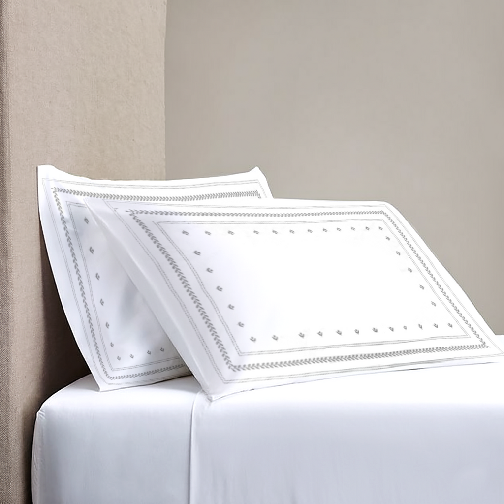 Pillow Cover + Fitted Sheet (3 Pcs Set) - Jasmine Embroidery