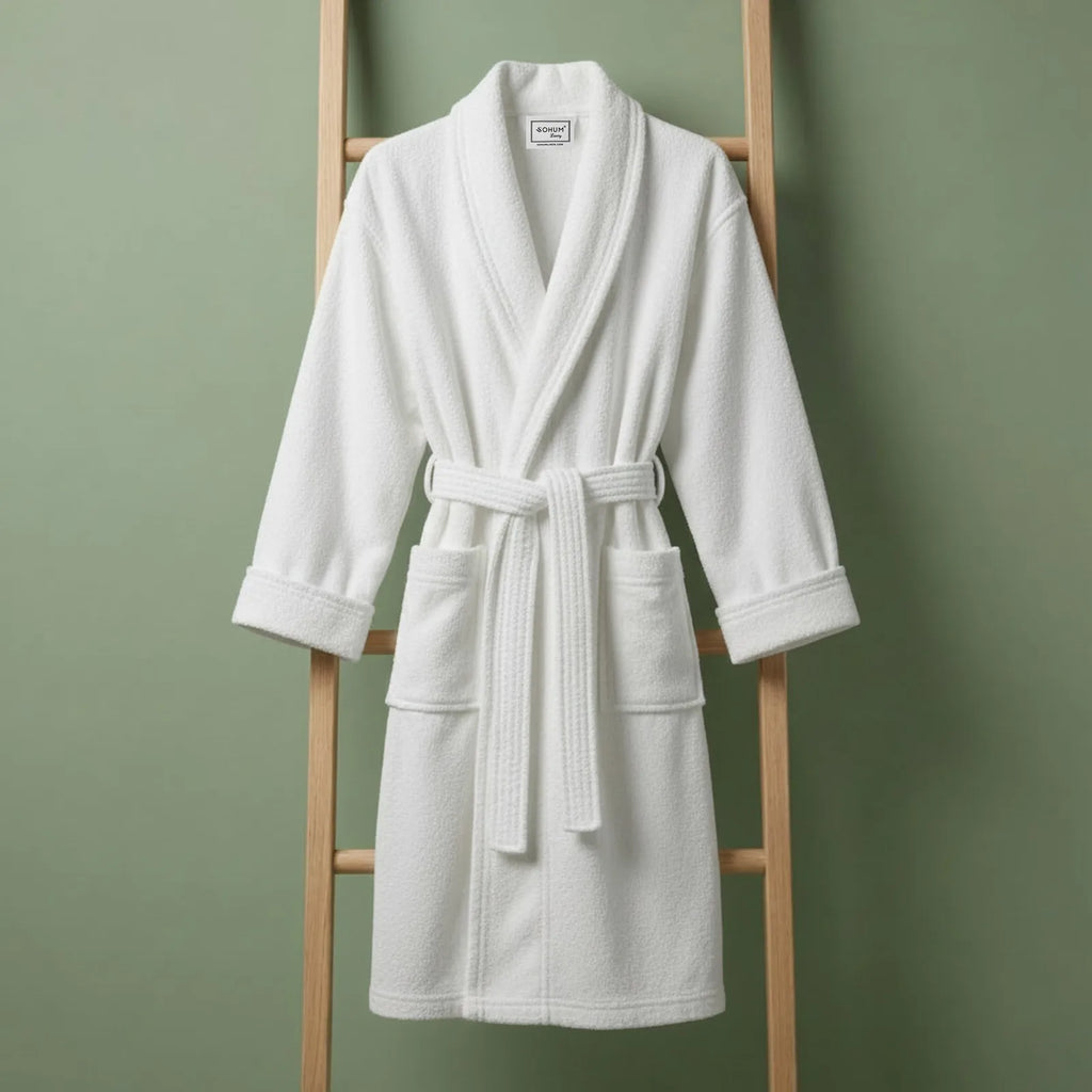 Bath Robe Waffle White