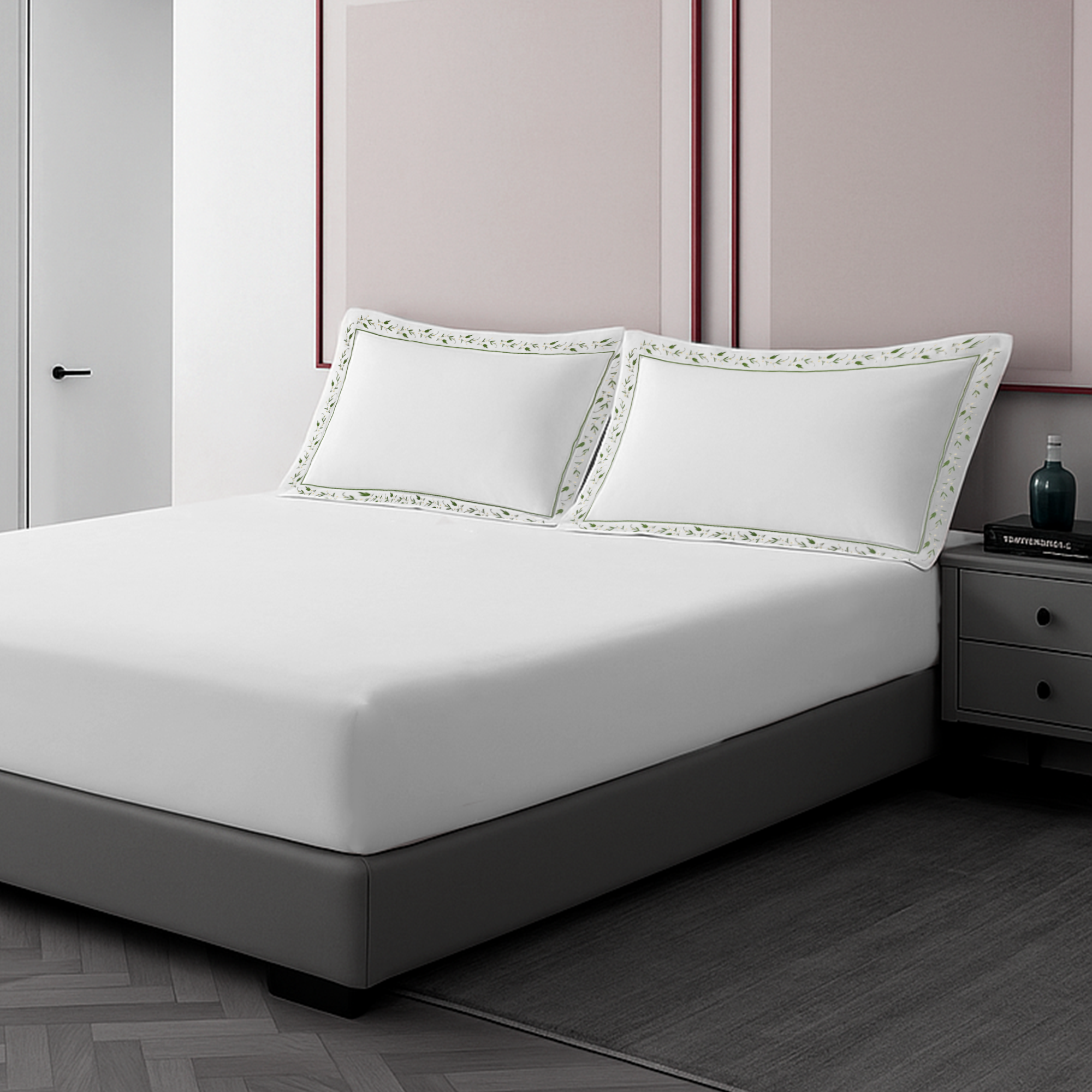 Pillow Cover + Fitted Sheet (3 Pcs Set) - Miami Embroidery