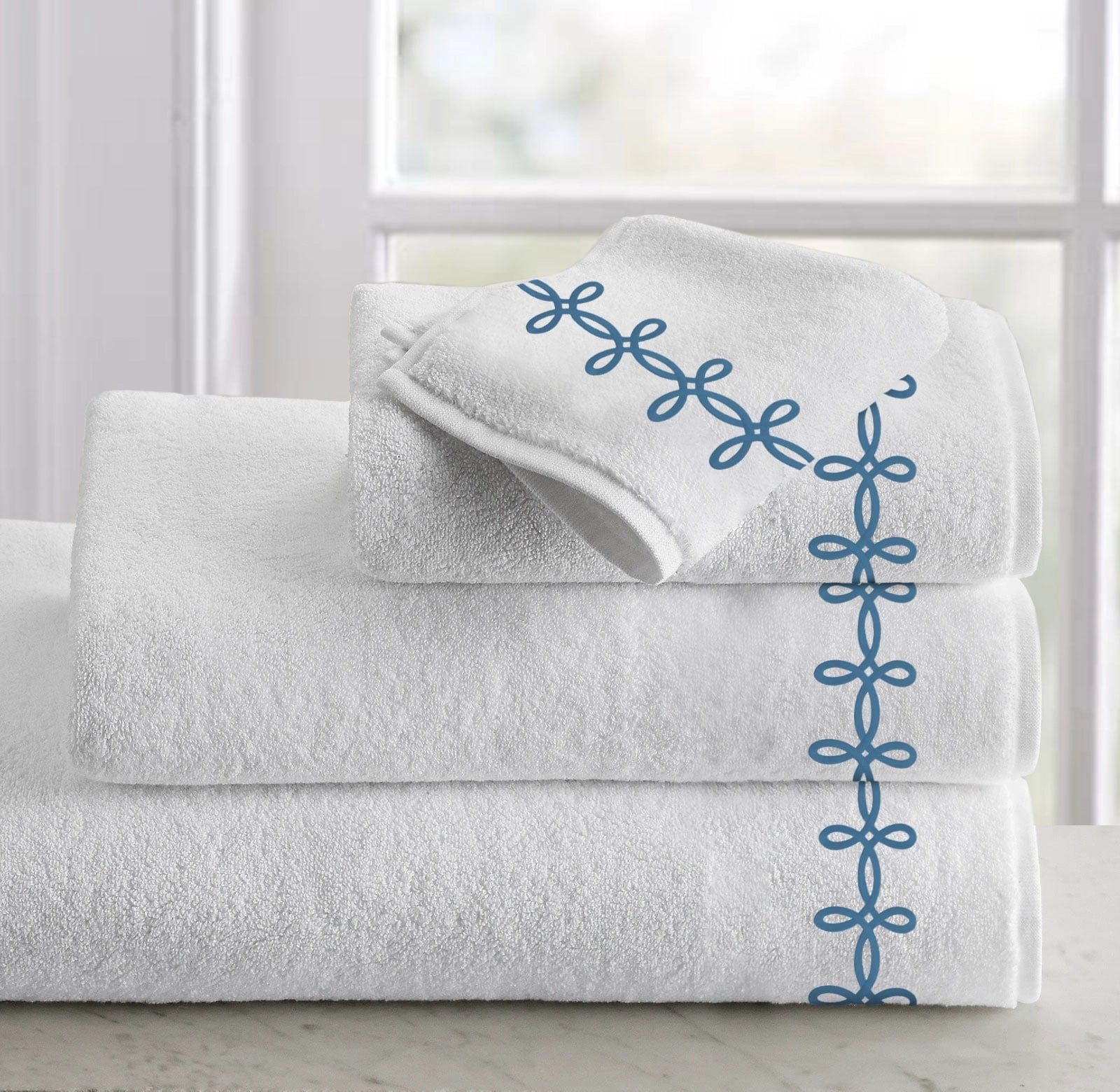 Pearl White Embroidered Towel