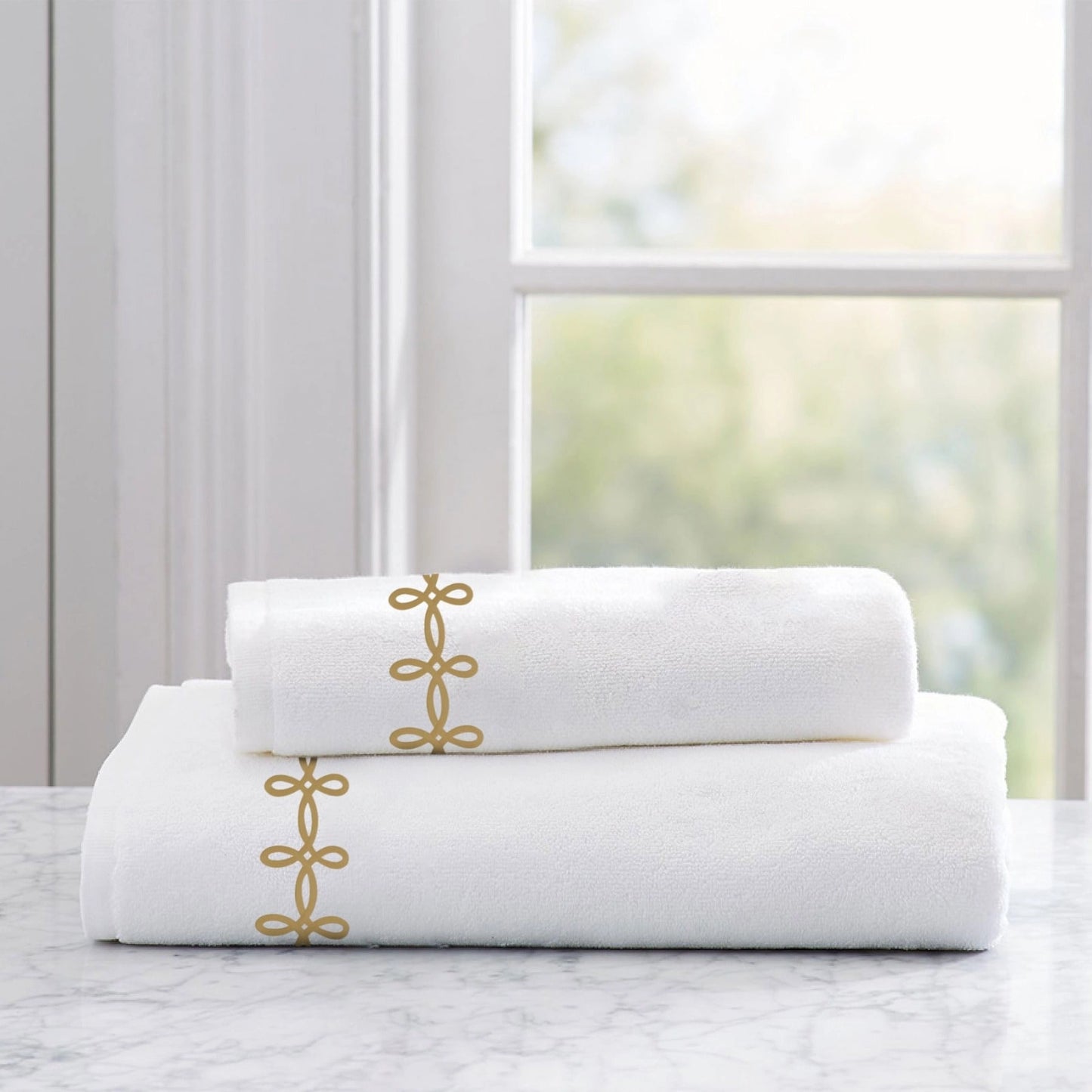 Pearl White Embroidered Towel