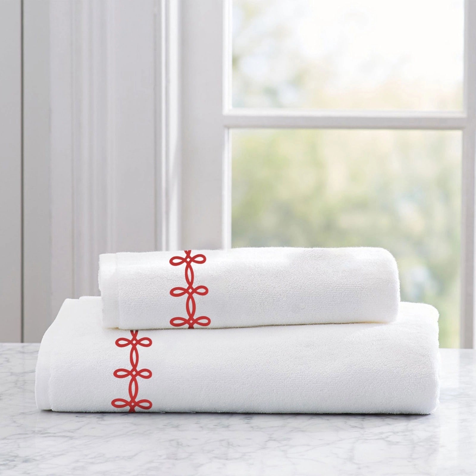 Pearl White Embroidered Towel
