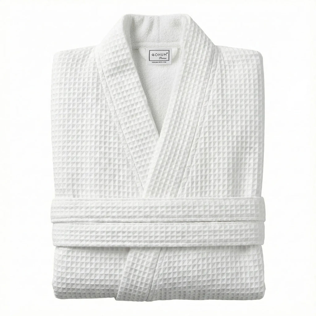 Bath Robe Waffle White