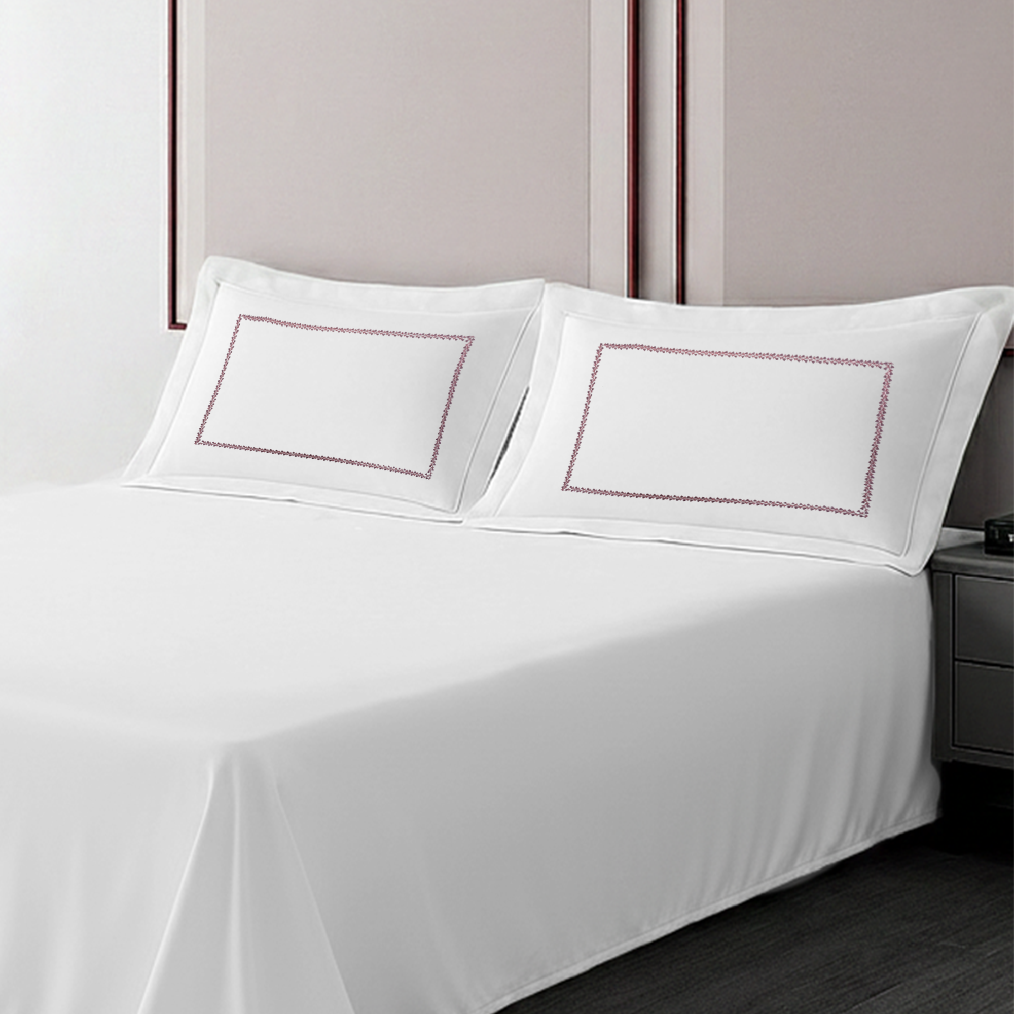 Pillow Cover + Flat Sheet (3 Pcs Set) - Rosetta Embroidery