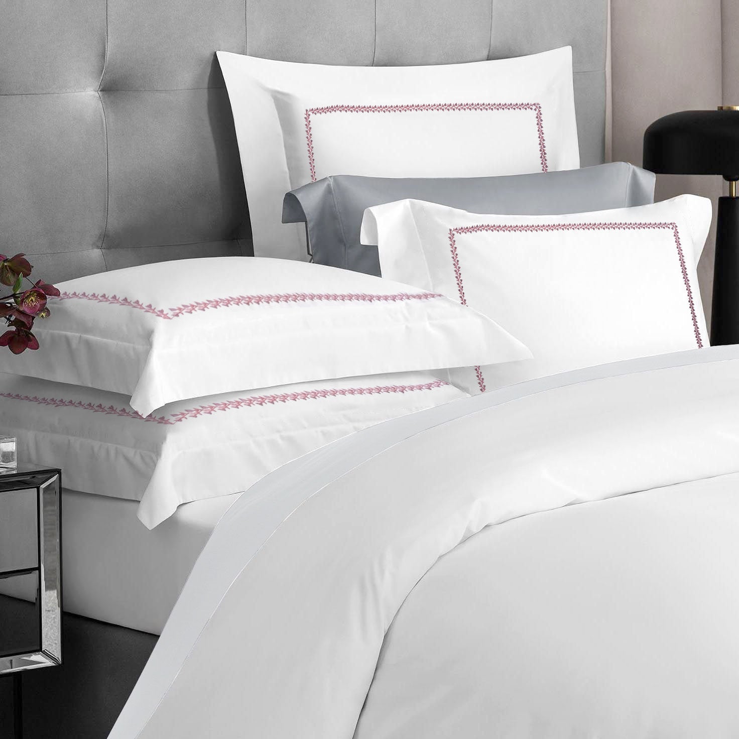 Bedsheet with Pillow Cover - Rosetta Embroidery