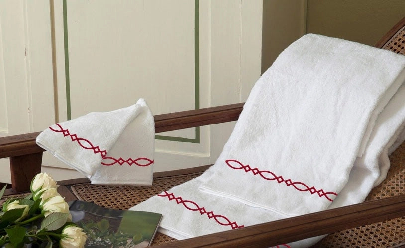 Slate White Embroidered Towel