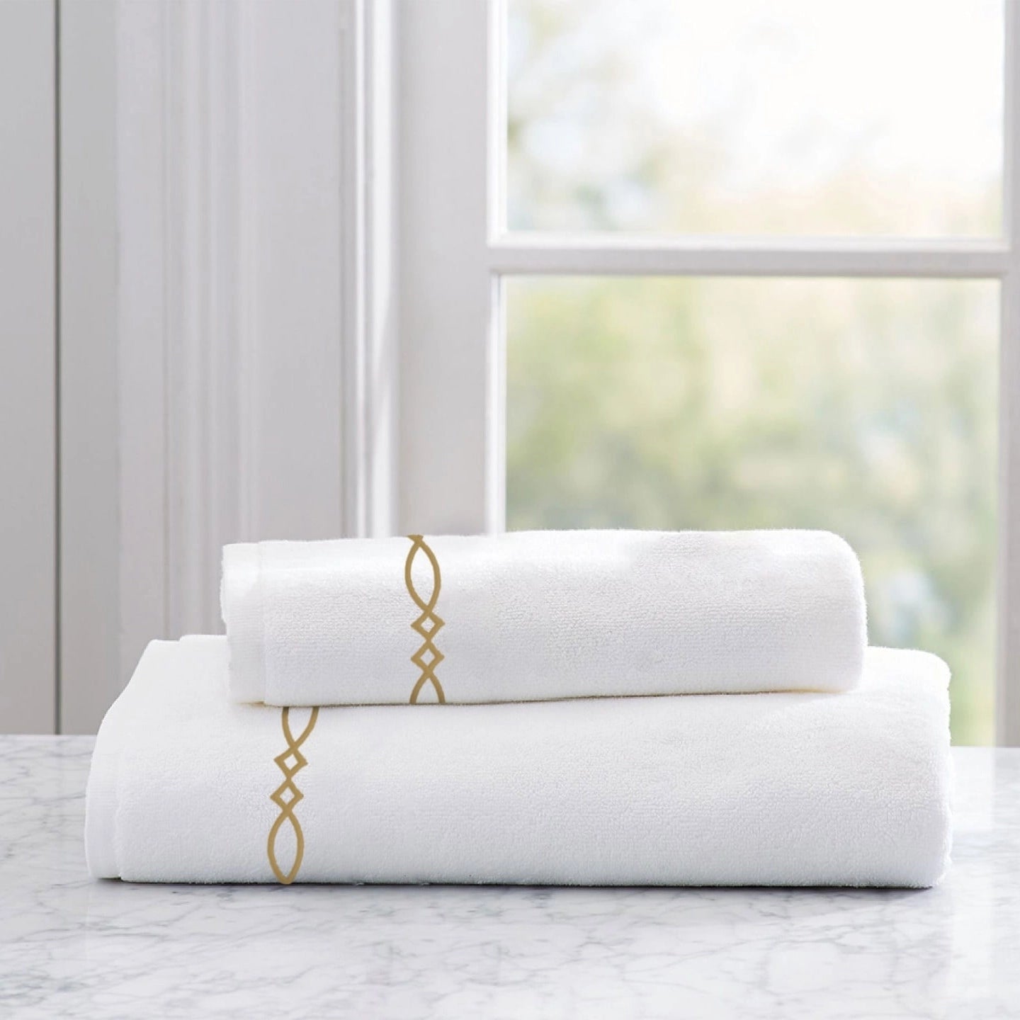 Slate White Embroidered Towel