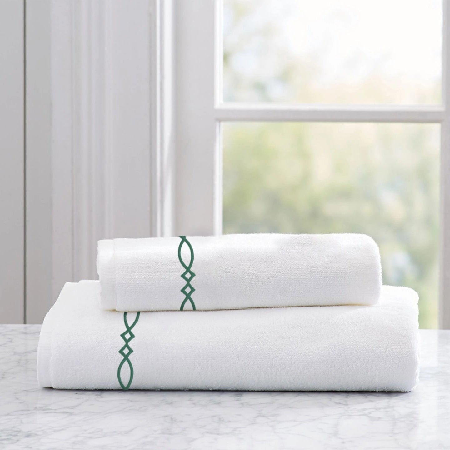 Slate White Embroidered Towel