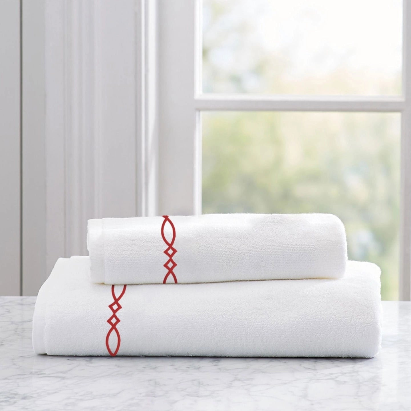 Slate White Embroidered Towel