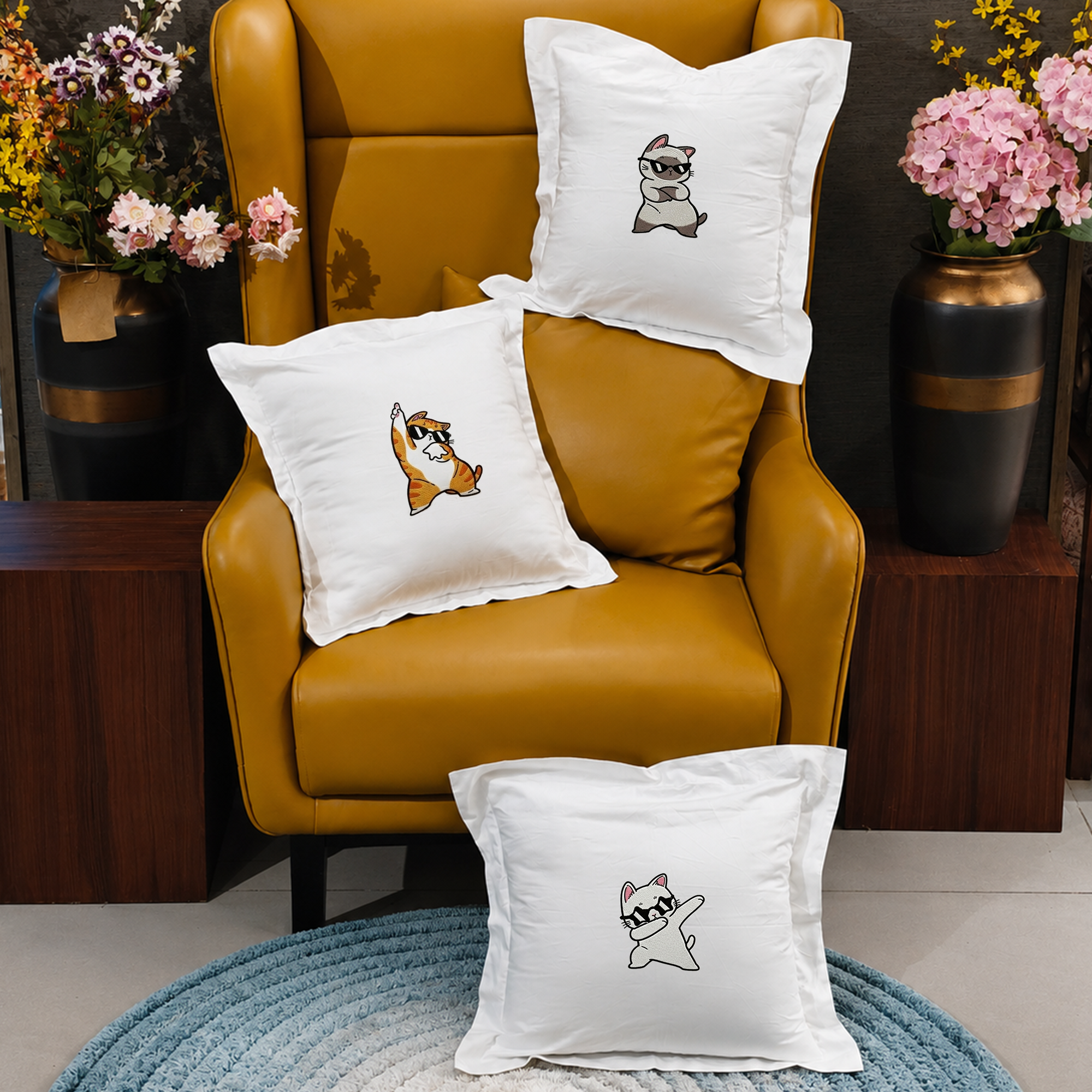 Cushion Cover 3 pc Set | Gift | Cat Siblings