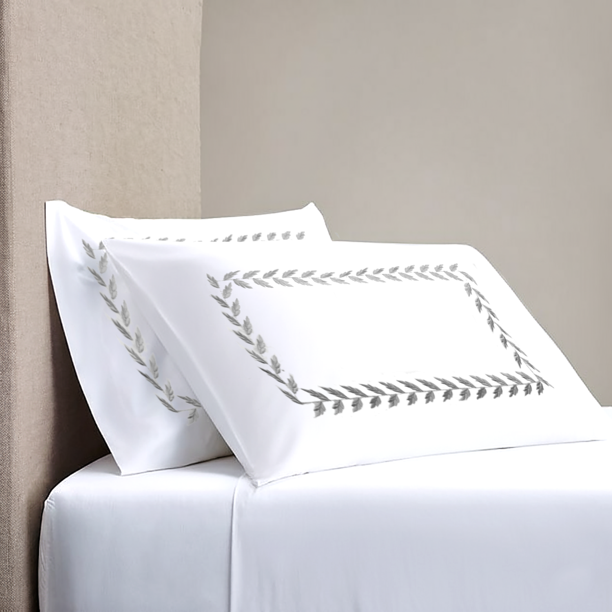 Pillow Cover + Fitted Sheet (3 Pcs Set) - Floria Embroidery