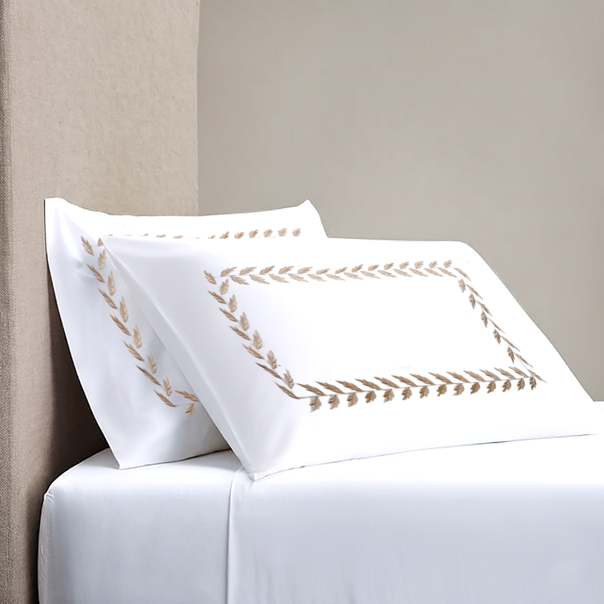 Pillow Cover + Fitted Sheet (3 Pcs Set) - Floria Embroidery