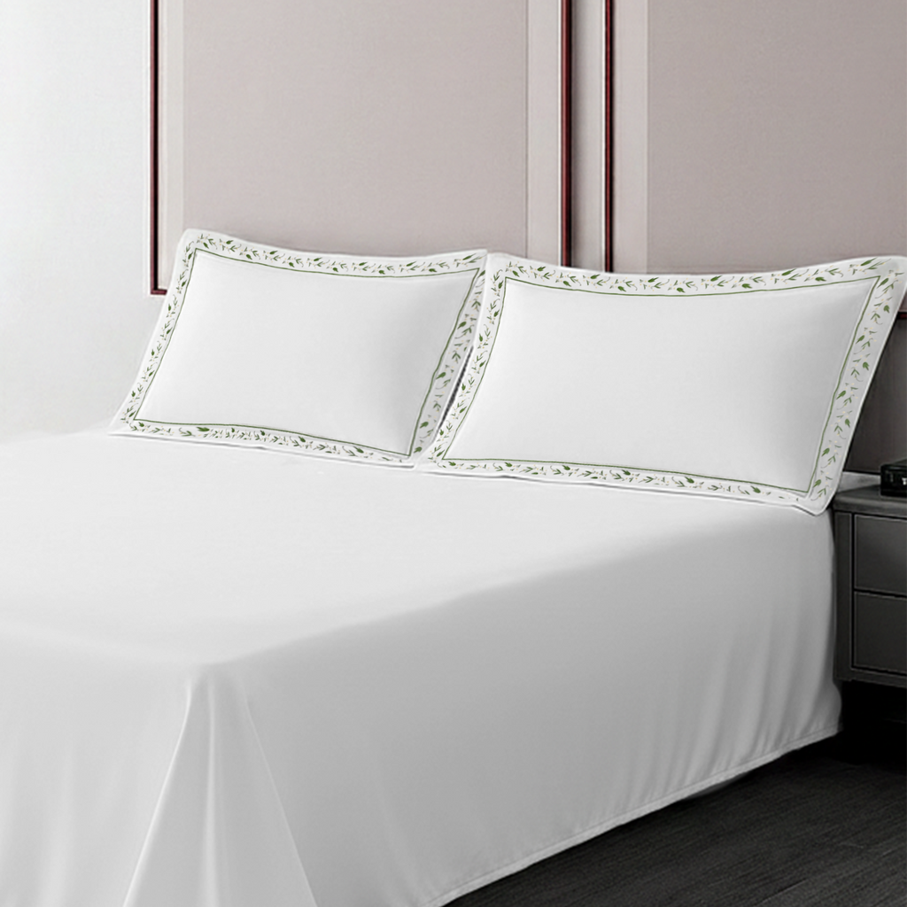 Pillow Cover + Flat Sheet (3 Pcs Set) - Miami Embroidery