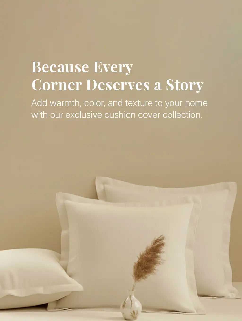 Neutral cushion covers styled in minimal home decor setting