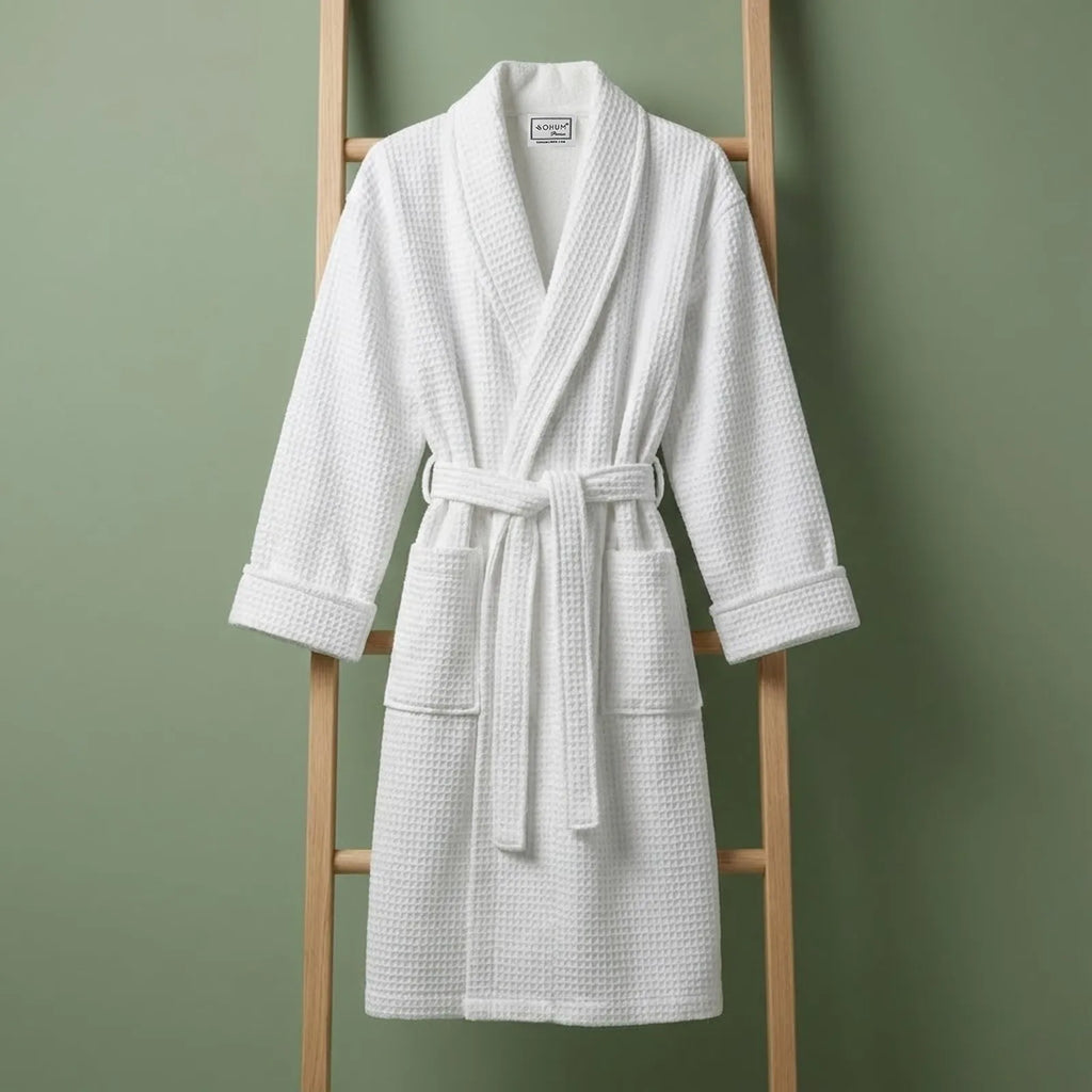 Bath Robe Waffle White