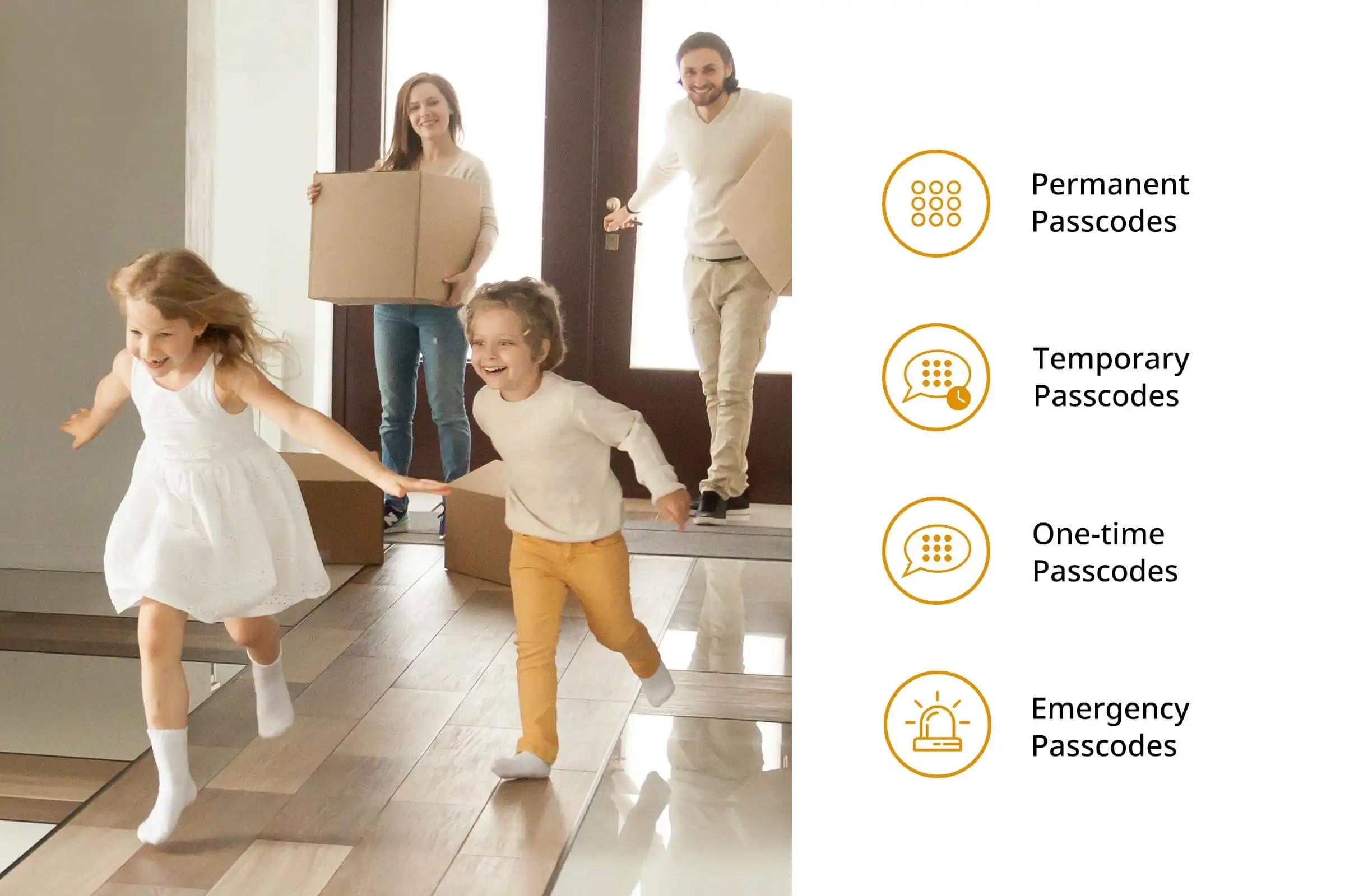 Smart door lock with permanent, temporary and one-time passcode access