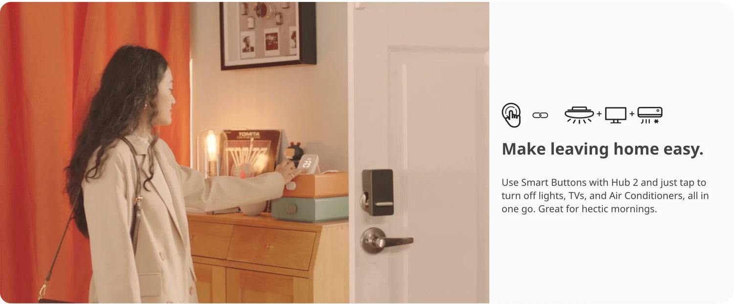 SwitchBot Hub 2 smart home automation scene turning off lights, TV and AC with one tap