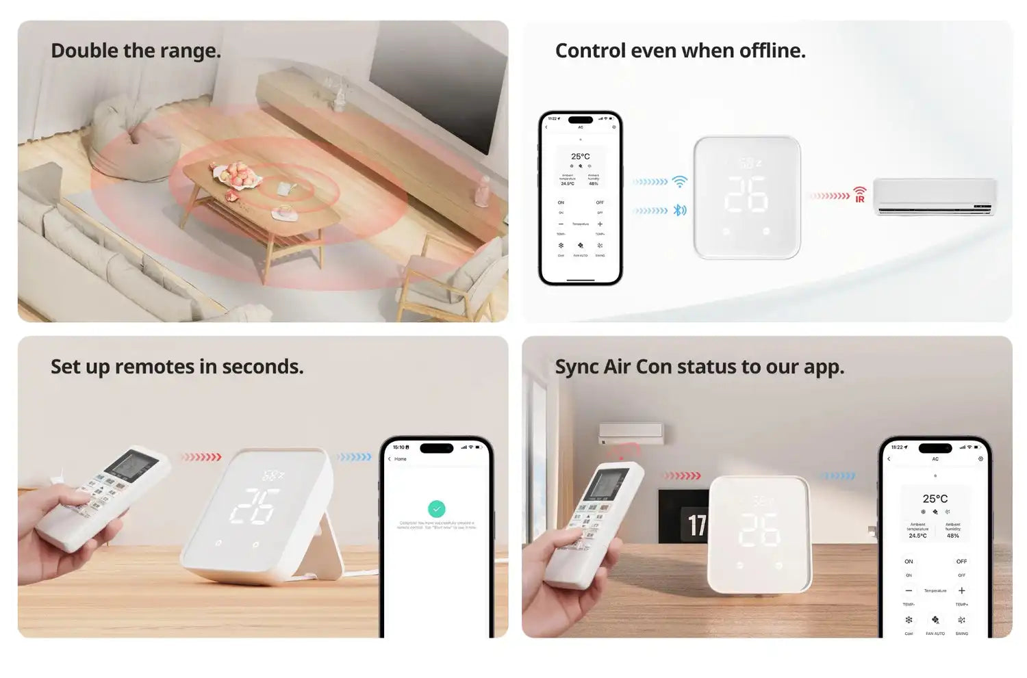 SwitchBot Hub 2 smart AC control features including IR range extension and offline control