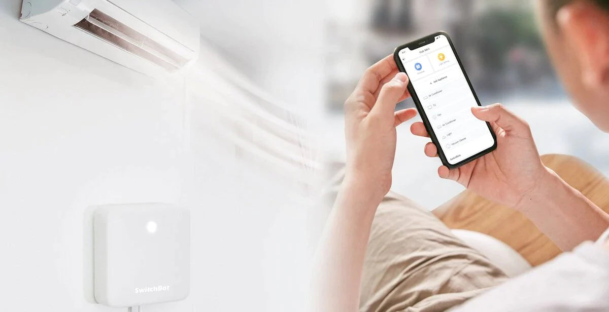 SwitchBot Hub Mini controlling air conditioner using smartphone app
