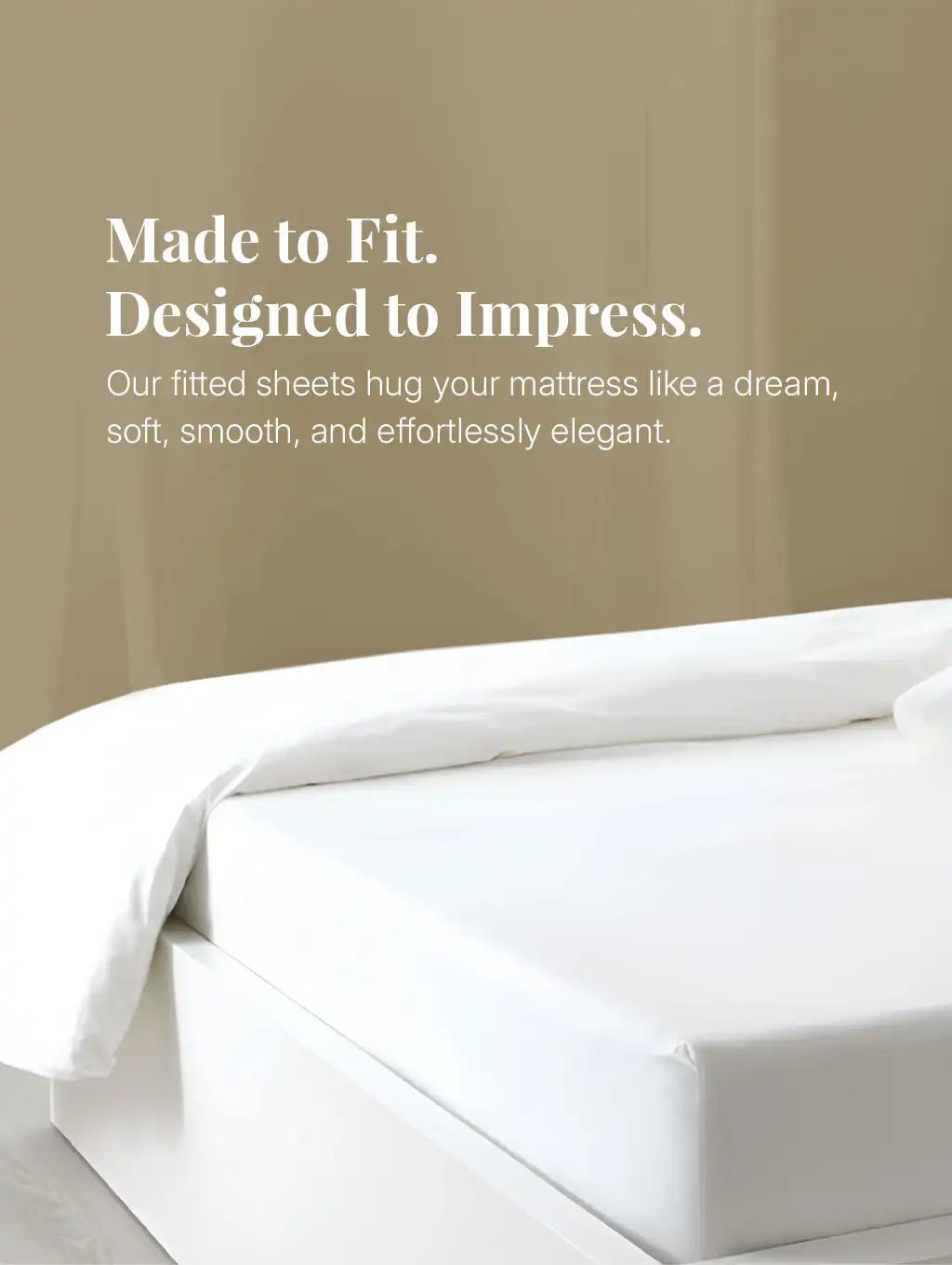 White fitted sheet covering mattress in modern bedroom