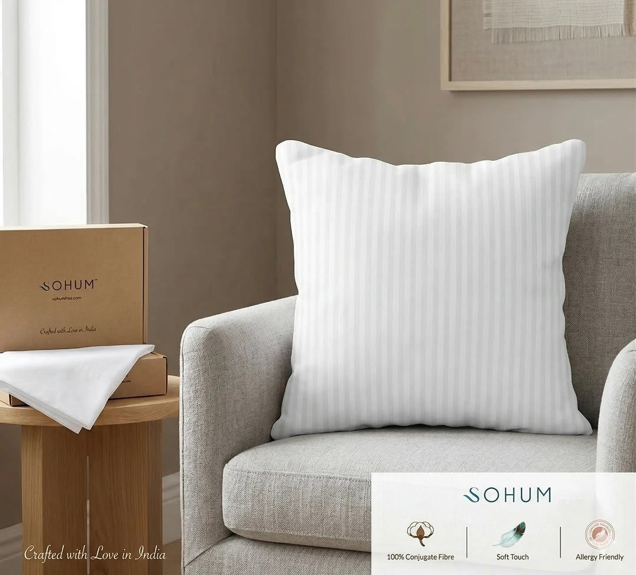 White decorative cushion pillow placed on a sofa