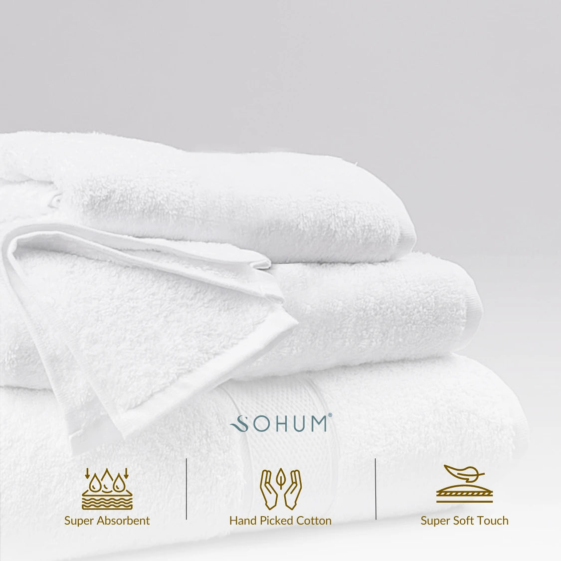 Sohum Premium Cotton White Towel