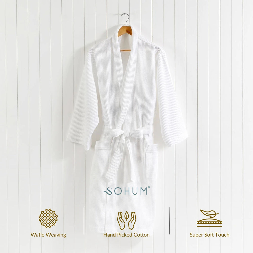 Bath Robe Waffle White