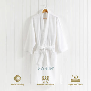 Bath Robe Waffle White